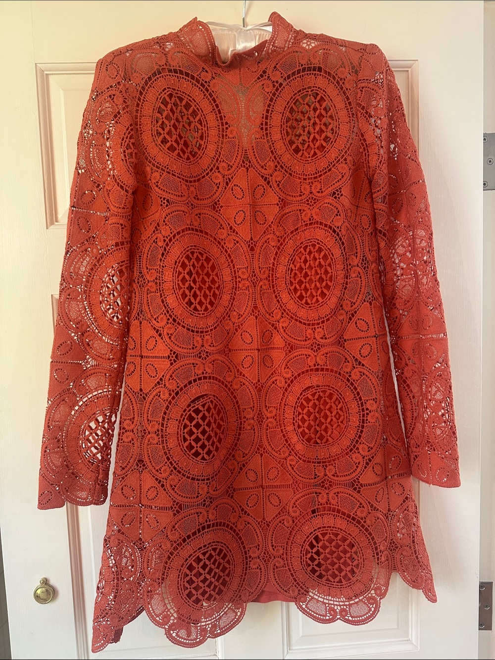 Free People Mini Dress in Deep Orange. XS